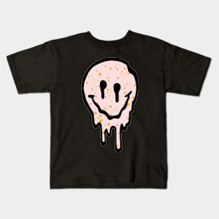 Pink Stars Drippy Smiley Face Kids T-Shirt